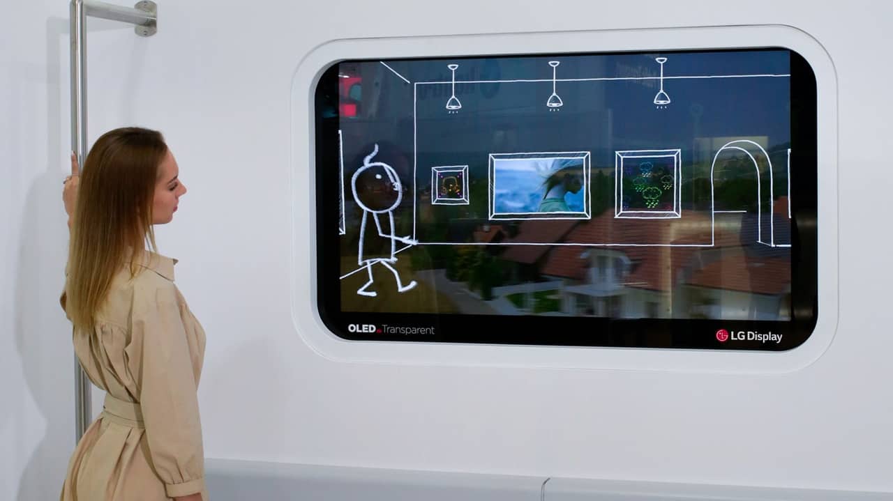 LG 展出透明 OLED 屏幕 可用于地铁车厢取代车窗-弦外音